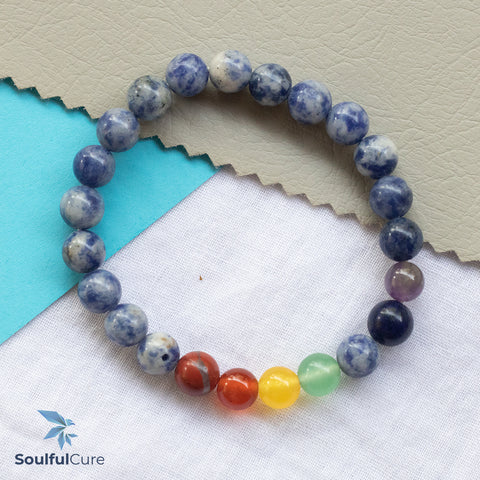 7 Chakra Sodalite Bracelet: Balancing Energy Centers with Communication and Clarity
